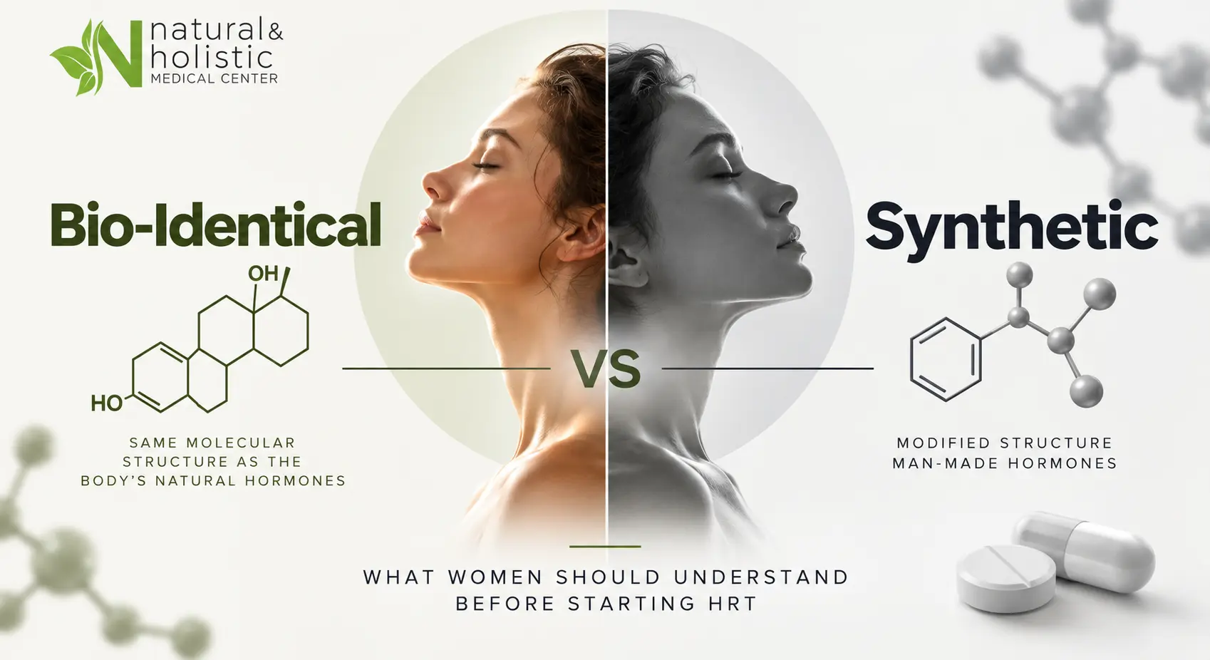 Bio identical vs synthetic hormone molecular structure comparison